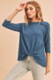 Aemi + Co Twist Front Round Neck 3/4 Sleeve T-Shirt