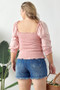 GeeGee Full Size Ruffled Smocked Frill Square Neck Top Plus Size