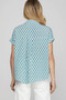 She + Sky Full Size Printed Johnny Collar Short Sleeve Blouse Plus Size