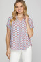 She + Sky Full Size Printed Johnny Collar Short Sleeve Blouse Plus Size