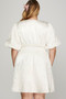 She + Sky Crinkle Woven V-Neck Balloon Sleeve Mini Dress