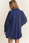 J.NNA Rhombus Stitched Button Up Denim Shacket