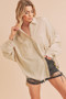Aemi + Co Raw Edge Exposed Seam Collared Neck Long Sleeve Shirt