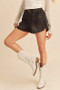 Aemi + Co Frayed Hem Elastic Waist Denim Shorts