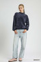 Umgee Velour Crewneck Balloon Sleeve Sweatshirt