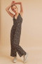 Aemi + Co Ditsy Floral Surplice Sleeveless Wide Leg Jumpsuit