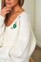 Davi & Dani Flower Embroidered Button Up Long Sleeve Cardigan