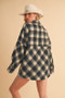 Aemi + Co Slit Plaid Half Zip Drop Shoulder Top