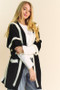 Davi & Dani Fuzzy Trim Open Front Loose Fit Cardigan