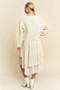 Davi & Dani Diamond Cable Pattern Drop Shoulder Sweater