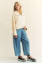 Davi & Dani Drawstring Hem Half Zip Raglan Sleeve Sweatshirt