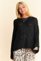 Davi & Dani Star Front Crochet Drop Shoulder Knit Top