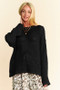 Davi & Dani Star Front Crochet Drop Shoulder Knit Top