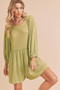 Aemi + Co Frill Round Neck Long Sleeve Romper with Pockets