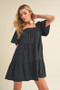 Aemi + Co Square Neck Half Sleeve Tiered Dress