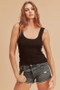 Aemi + Co Scoop Neck Wide Strap Knit Tank