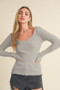 Aemi + Co Lettuce Hem Scoop Neck Long Sleeve Knit Top