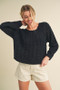 Aemi + Co Cable-Knit Openwork Round Neck Sweater