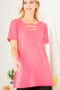 Heimish Full Size V-Neck Short Sleeve T-Shirt with Bar Detail Plus Size