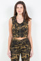 American Bazi Zip Up Camo Crop Denim Vest