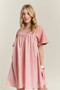 ADORA Round Neck Half Sleeve Babydoll Dress