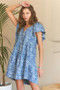 ADORA Printed V-Neck Ruffle Sleeve Mini Dress