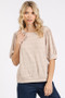 Mittoshop Fan Shell Texture Short Puff Sleeve Knit Top