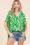 Mittoshop Zebra Print V-Neck Short Sleeve Oversized Top