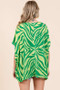 Mittoshop Zebra Print V-Neck Short Sleeve Oversized Top
