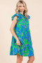 Mittoshop Leaf Print Ruffle Sleeve Tiered Mini Dress