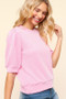 Haptics Full Size Wavy Rib Half Sleeve Knit Top