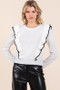 Mittoshop Contrast Trim Ruffled Round Neck Knit Top