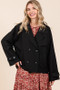 Mittoshop Double Breasted Long Sleeve Trench Coat Jacket