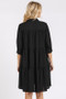 Mittoshop Button Detail Collared Neck Tiered Shirt Dress
