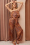Mittoshop Paisley Patchwork Print Satin Wide Leg Pants