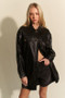 Davi & Dani Faux Leather Button Up Jacket with Chest Pockets