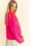 Davi & Dani Floral Applique Open Front Drop Shoulder Cardigan