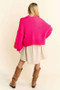 Davi & Dani Floral Applique Open Front Drop Shoulder Cardigan