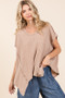 Mittoshop Mineral Wash Waffle Knit Pointed Hem Oversized Top