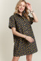 ADORA Floral Button-Up Mini Denim Dress