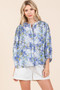 Mittoshop Flower Print Batwing Sleeve Button Down Blouse
