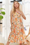ADORA Smocked Back Floral Adjustable Strap Midi Dress