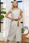 ADORA Striped Button Down Sleeveless Midi Dress