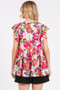 Mittoshop Floral V-Neck Ruffled Cap Sleeve Blouse