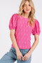 Mittoshop Flower Pattern Round Neck Short Sleeve Top