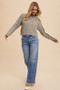Annie Wear Decorative Seams Wide Leg Jeans