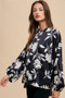 Annie Wear Frill Printed Balloon Sleeve Blouse