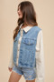 Annie Wear Collared Neck Double Placket Denim Jacket