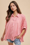 Annie Wear Striped Button Up Half Sleeve Shirt