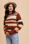 Annie Wear Color Block Round Neck Long Sleeve Sweater